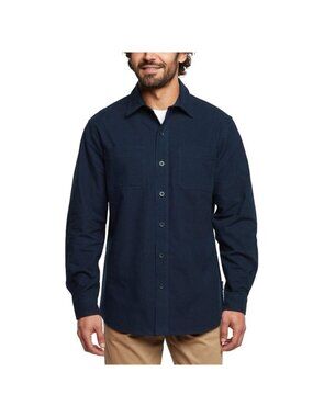 Woolrich Men's XL Chamois Shirt Navy Blue Rugged Long Sleeve M1006
